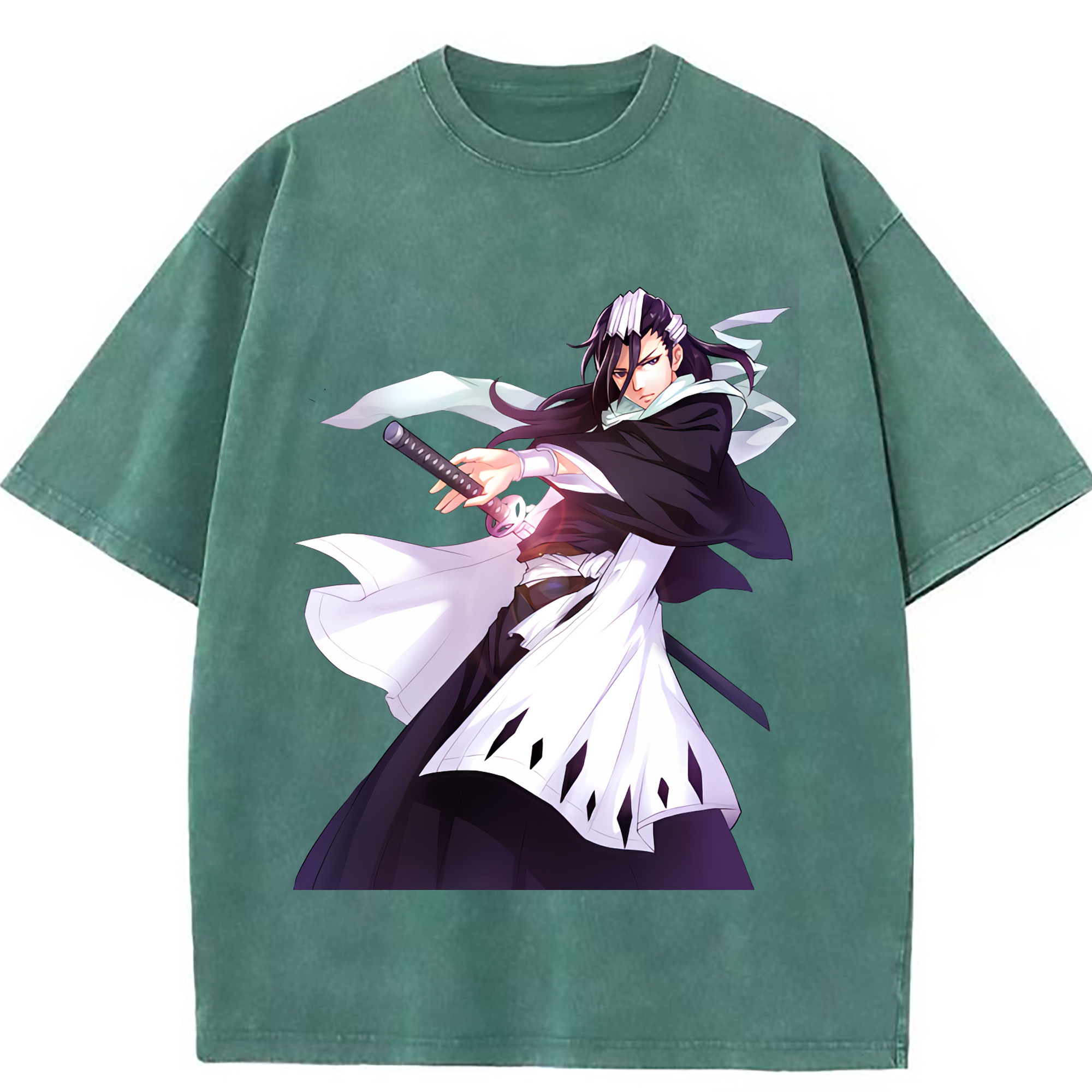 （画像用） ブリーチ くちき びゃくや BLEACH Kuchiki Byakuya 綿100% ヴィンテージ風 半袖Tシャツ（フロントプリント）